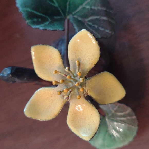 Norman Brumm Enamel Flower on Wooden Burl - Picture 6 of 6